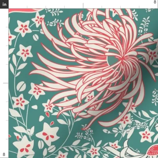 Various Fabrics by the Yard or Fat Quarter Floral Nature Botanical Garden Nouvea Japon Chrysanthemum Japanese Custom Printed Fabric by Spoonflower {4}