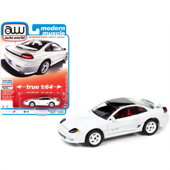 1992 Dodge Stealth R/T Twin Turbo White With Black Top And Red Interior "Modern Muscle" Limited Edition To 12040 Pieces Worldwide 1/64 Diecast Model Car By Autoworld {1}