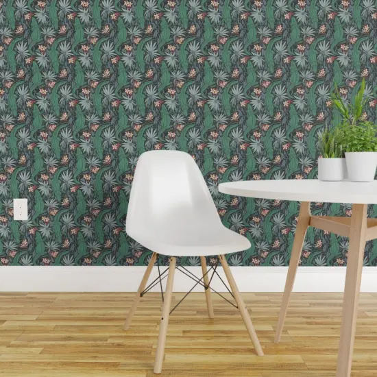 Peel & Stick Wallpaper 2FT Wide Green Colorful Crocodile Alligator Reptile Southern Diagonal Stripe Jungle Tropical Medium Scale Custom Removable Wallpaper by Spoonflower {1}