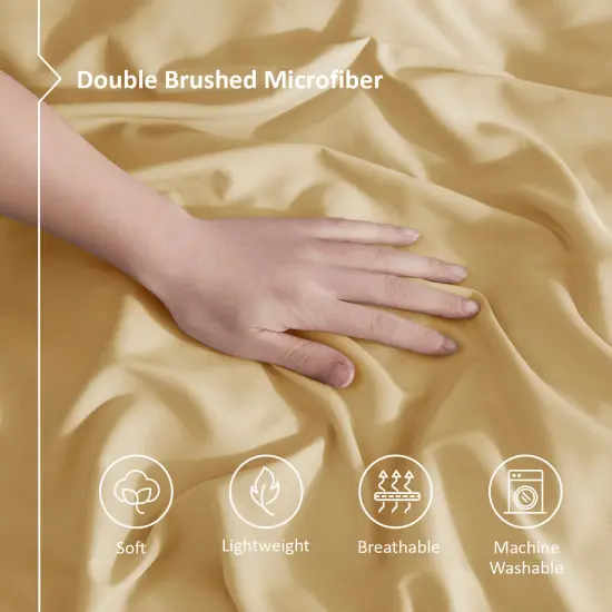 Nestl Double Brushed Microfiber Duvet Cover Set Camel Gold {4}