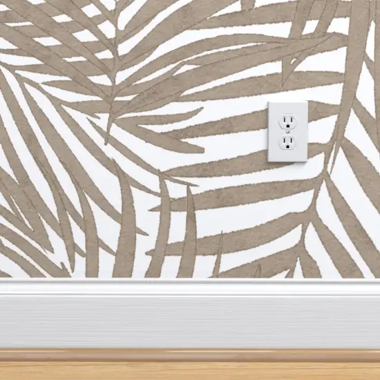 Peel & Stick Wallpaper 2FT Wide Tropical Palm Coastal Watercolor Summer Resort Beach Brown Tree Custom Removable Wallpaper by Spoonflower {4}