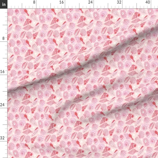 Various Fabrics by the Yard or Fat Quarter Coastal Shells Blush Pink Beach Summer Nautical Maritime Medium Scale Custom Printed Fabric by Spoonflower {1}