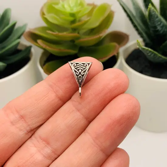 4, 20 or 50 Pieces: Silver Triangle Jewelry Bails {3}