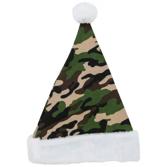 Northlight Unisex Adult Camouflage Christmas Santa Hat- One Size - Green and White {3}