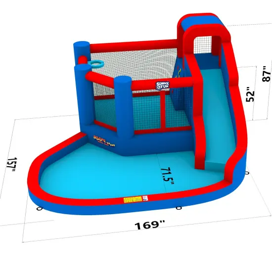 Sunny & Fun Big Inflatable Kids Backyard Water Slide Park Blue {2}