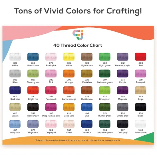 JumblCrafts Embroidery Thread Kit, 40 Large 500M Assorted Spools Polyester Thread for Sewing  {3}