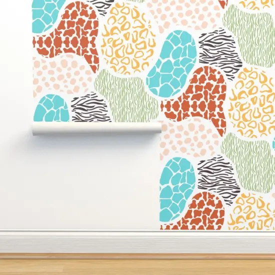 Peel & Stick Wallpaper 2FT Wide Abstract Jungle Animal Nature Zebra Leopard Cow Kitsch Custom Removable Wallpaper by Spoonflower {2}