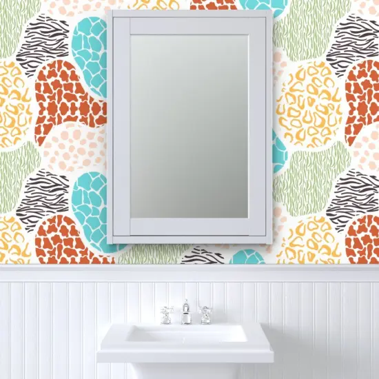Pre-Pasted Wallpaper 2FT Wide Abstract Jungle Animal Nature Zebra Leopard Cow Kitsch Custom Pre-pasted Wallpaper by Spoonflower {6}