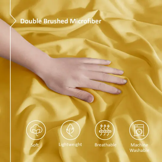 Nestl Double Brushed Microfiber Duvet Cover Set Yellow {4}