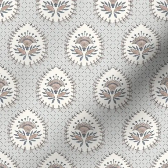 Various Fabrics by the Yard or Fat Quarter Grey Paisley Leaf Garden Traditional French Block Print Floral Botanical Victorian Granny Chic Medium Scale Custom Printed Fabric by Spoonflower {7}