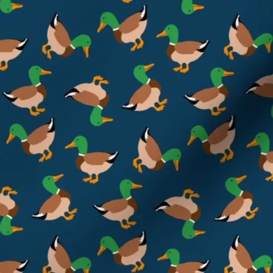 Various Fabrics by the Yard or Fat Quarter Mallard Ducks Navy Blue Cute Birds Small Scale Custom Printed Fabric by Spoonflower {7}