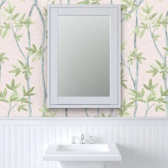 Peel & Stick Wallpaper 2FT Wide Chinoiserie Blush And Green Large Scale Pastel Forest Custom Removable Wallpaper by Spoonflower {6}