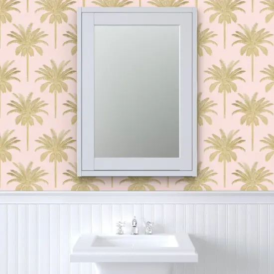 Peel & Stick Wallpaper 2FT Wide Tropical Whimsical Glamour Maximalist Palm Tree Exotic Beach Illustrative Custom Removable Wallpaper by Spoonflower {6}