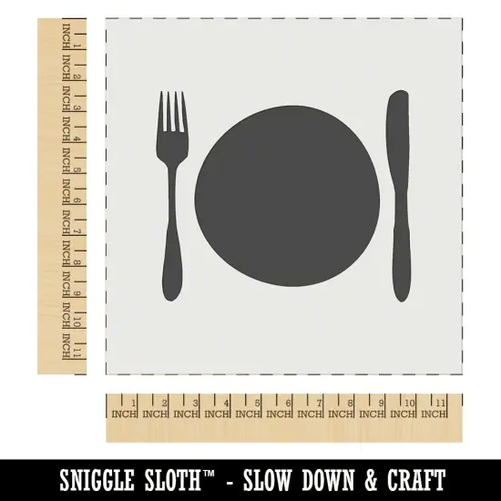 Place Setting Fork Knife Plate Utensil Eating Sketch Wall Cookie DIY Craft Reusable Stencil {1}