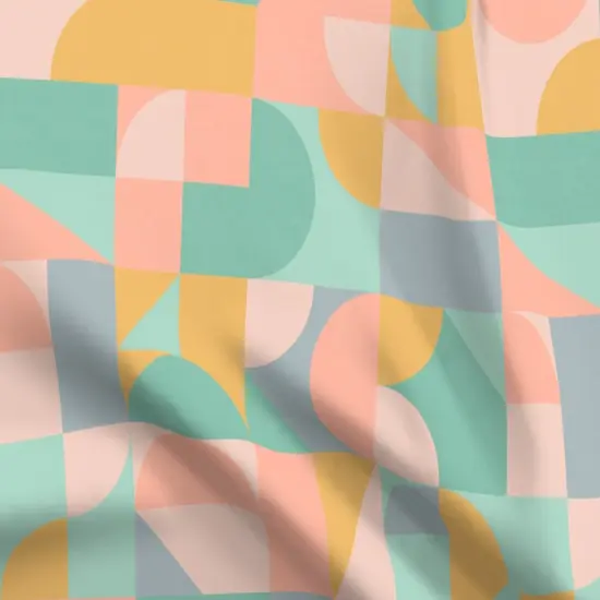 Various Fabrics by the Yard or Fat Quarter Pastel Mod Mint Retro Abstract Gold Green Mcm Blush Pink Shapes Vintage Style Custom Printed Fabric by Spoonflower {5}