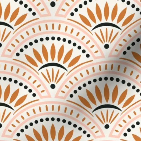 Various Fabrics by the Yard or Fat Quarter Orange Scales Scallops Fans Geometric Vintage 20'S Medium Scale Art Nouveau Victorian. Custom Printed Fabric by Spoonflower {7}