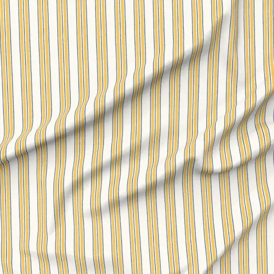 Various Fabrics by the Yard or Fat Quarter Ticking Stripe Traditional Classic Timeless Blue Yellow Cream Custom Printed Fabric by Spoonflower {6}