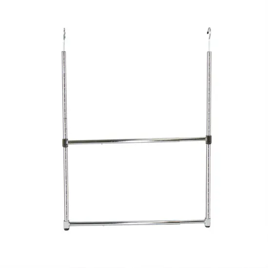 Oceanstar 2-Tier Portable Adjustable Closet Hanger Rod, Chrome Silver {4}