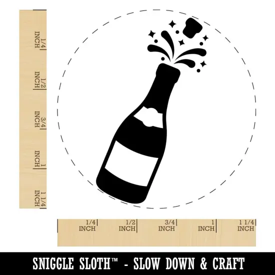 Popping Champagne Bottle Celebrate Celebration Rubber Stamp for Stamping Crafting Planners {1}
