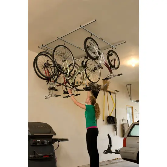Saris Cycle Glide Ceiling Bike Rack, 4 Bike Hooks for Garage Ceiling, Adjustable Bike Hooks {5}
