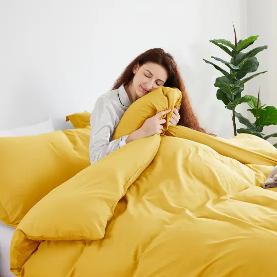 Nestl Double Brushed Microfiber Duvet Cover Set Yellow {3}