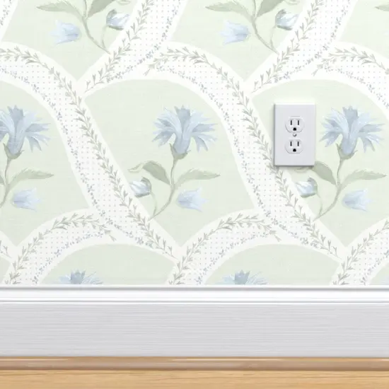 Pre-Pasted Wallpaper 2FT Wide Cottagecore Floral Pink Botanical Garden Bloom Meadow Wildflower Custom Pre-pasted Wallpaper by Spoonflower {4}