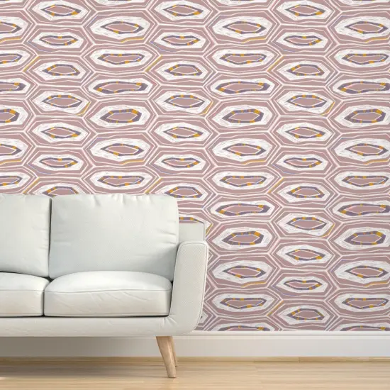 Pre-Pasted Wallpaper 2FT Wide Tortoiseshell Geometric Bold Abstract Hand Drawn Animal Print Hexagon Custom Pre-pasted Wallpaper by Spoonflower {5}