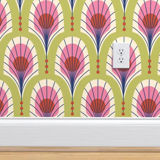 Peel & Stick Wallpaper 2FT Wide Animal Print Art Deco Bold Modern Feathers Custom Removable Wallpaper by Spoonflower {4}