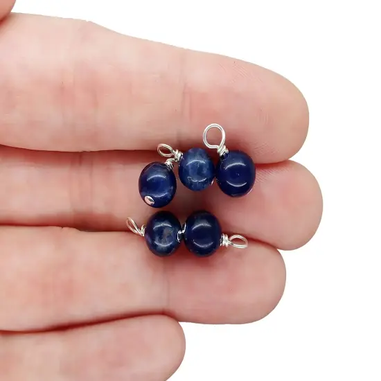 Blue Sodalite 6mm Bead Dangles, Small Gemstone Charms, 10 pieces, Adorabilities {3}