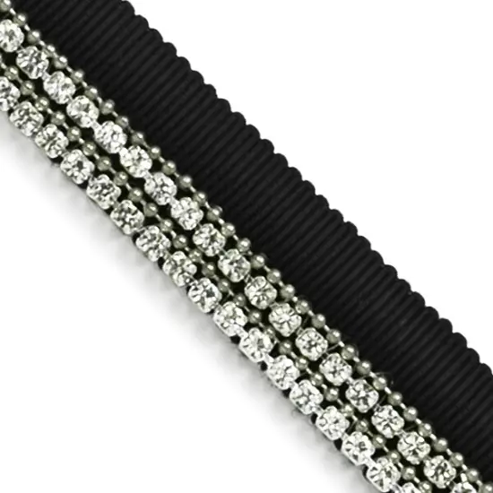 Rhinestone Lip Cord Trim Black {1}