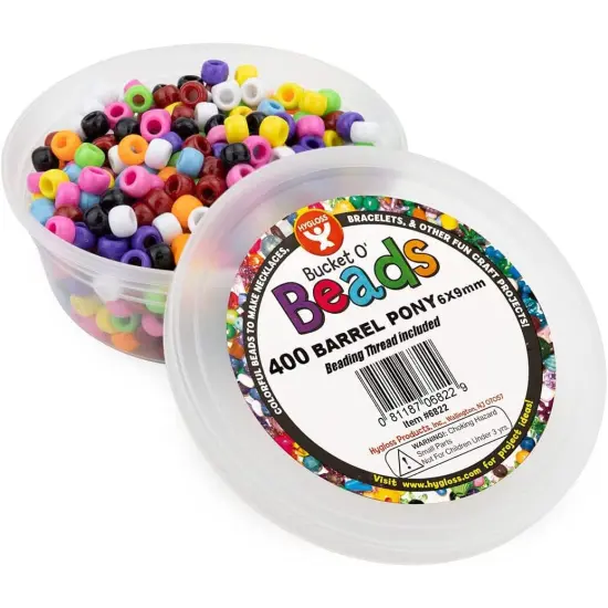 Bucket of Beads with Thread {1}