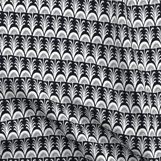 Various Fabrics by the Yard or Fat Quarter Block Print Black And White Botanical Arch Leaves Rustic Custom Printed Fabric by Spoonflower {5}