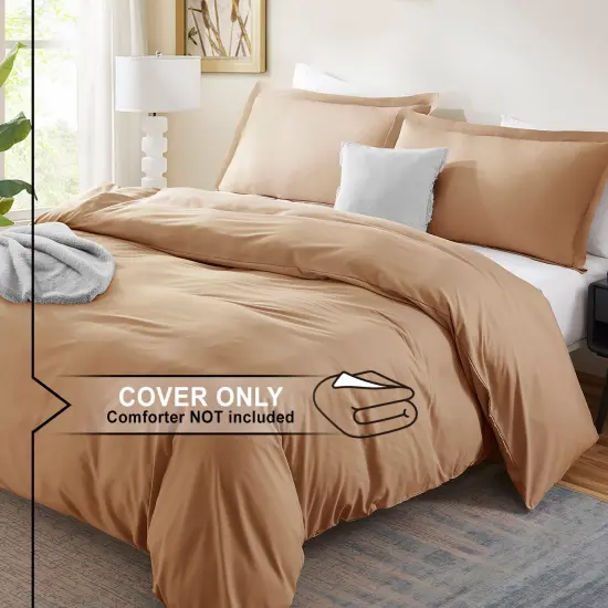 Nestl Double Brushed Microfiber Duvet Cover Set Mocha Brown {2}