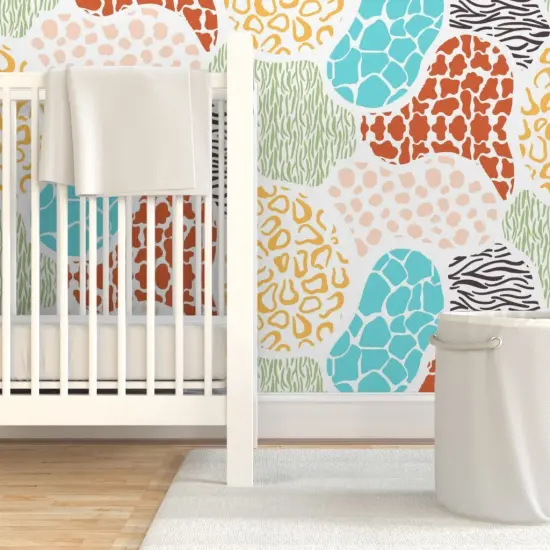 Pre-Pasted Wallpaper 2FT Wide Abstract Jungle Animal Nature Zebra Leopard Cow Kitsch Custom Pre-pasted Wallpaper by Spoonflower {7}