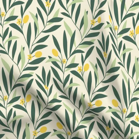 Various Fabrics by the Yard or Fat Quarter Green Yellow Botanical Garden Floral Nature Abstract Olive Medium Scale Custom Printed Fabric by Spoonflower {5}
