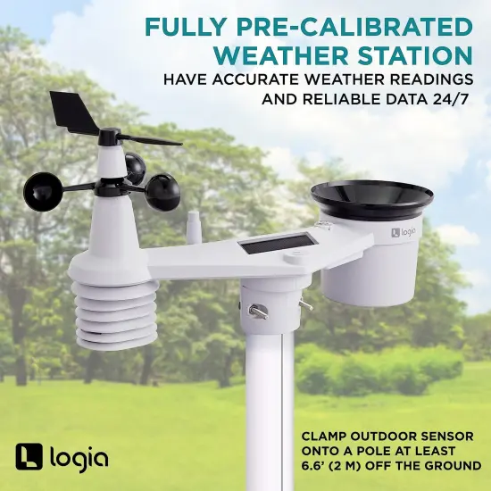 Logia 7-in-1 WiFi Wireless Weather Station with solar panel and Black LED Display {6}