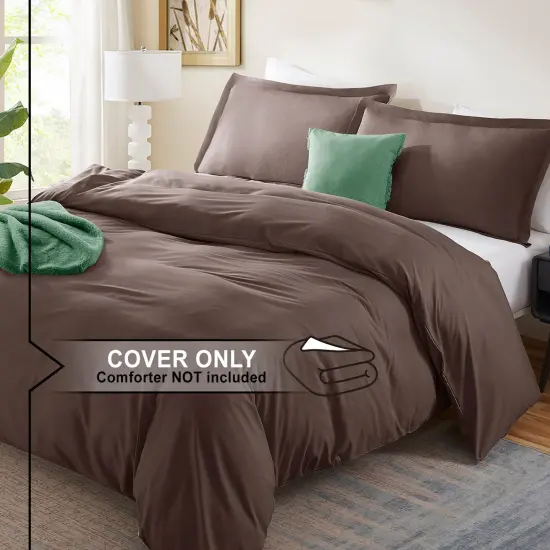 Nestl Double Brushed Microfiber Duvet Cover Set Chocolate Brown {2}