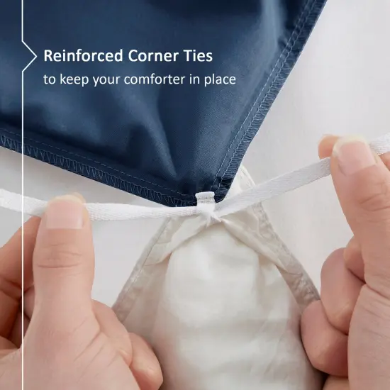 Nestl Double Brushed Microfiber Duvet Cover Set Navy Blue {5}