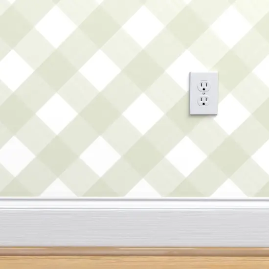 Pre-Pasted Wallpaper 2FT Wide Green Gingham Plaid Buffalo Cottagecore Diagonal Modern Country Kisch Picnic Large Scale Custom Pre-pasted Wallpaper by Spoonflower {4}