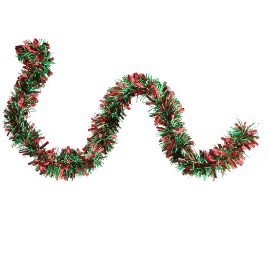 Northlight Wide Cut Tinsel Commercial Christmas Garland - 50' x 3" - Red and Green - Unlit {4}