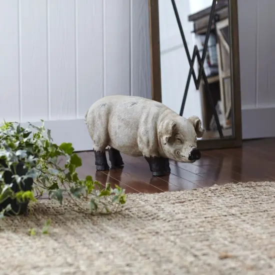 Melrose 11.5-Inch Brown and Off White Smiling Gary the Pig Figure Ivory {5}