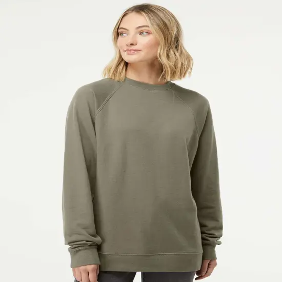 Independent Trading Co.&reg; Icon Lightweight Loopback Terry Crewneck Long Sleeve Sweatshirt Olive {1}