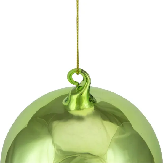 Northlight 3.5" Shiny Lime Green and Matte White Glass Christmas Ornament {4}
