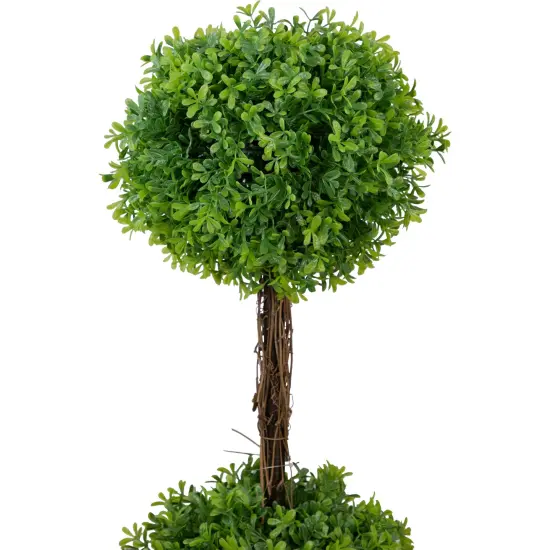 Northlight 36" Green Double Sphere Artificial Boxwood Topiary Potted Plant {4}
