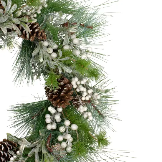 Northlight Glittered White Berry and Pinecone Artificial Christmas Wreath, 30-Inch, Unlit Green {4}
