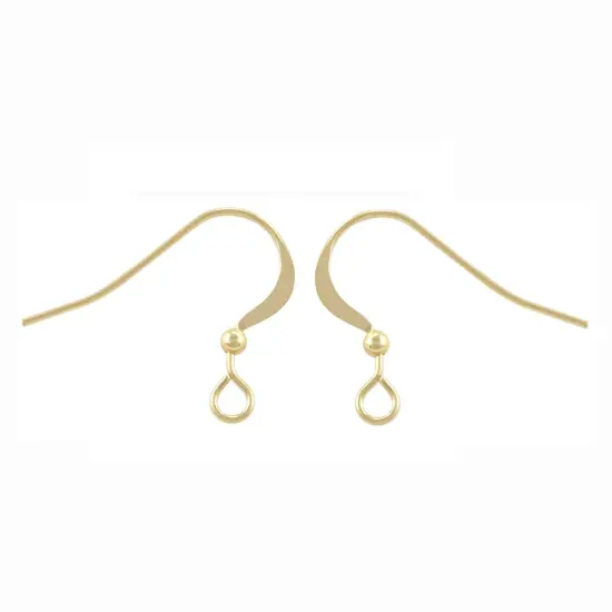 JewelrySupply Gold Filled Flat Fish Hook Earring Wires with2mm Bead (1 Pair of Gold Filled Earrings) {1}