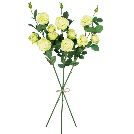 Northlight Real Touch&trade; Yellow and Green Artificial Rose Floral Sprays, Set of 6 - 35" {5}
