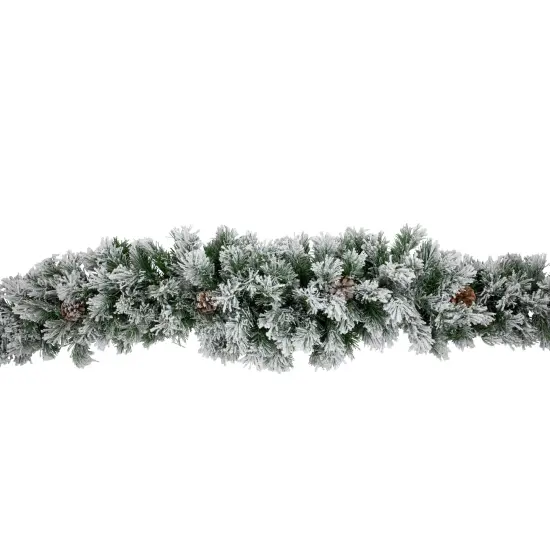 Northlight Flocked Angel Pine and Pine Cones Artificial Christmas Garland - 6.75' x 12" - Unlit Green {7}