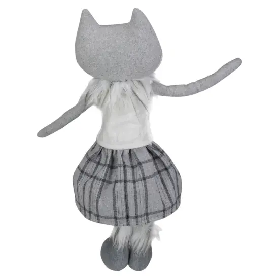 Northlight Girl Fox Sitting Christmas Figure with Dangling Legs - 22" - Gray and White {6}