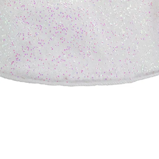 Northlight 48" White Iridescent Holographic Glittered Christmas Tree Skirt {4}